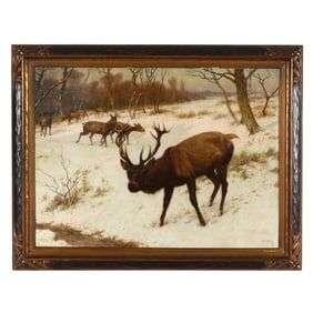 Georges Frédéric Rötig (French, 1873-1961), Deer in the Snow