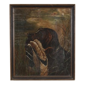 German School (Early 20th Century), Dog Holding Duck