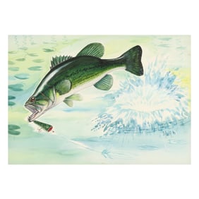 Duane Raver Jr. (NC, 1927-2002), Jumping Largemouth Bass