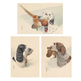 Boris Riab (Russian-French, 1898-1975), Three Portraits of Sporting Dogs