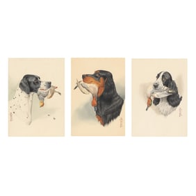 Boris Riab (Russian-French, 1898-1975), Three Sporting Dog Portraits