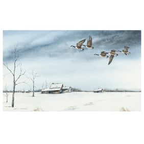 Gary Freeman (NC), Geese Over a Winter Landscape