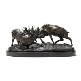 After Pierre Jules Mene (French, 1810-1879),  Cerfs Combattant (Fighting Deer)