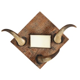 Vintage Shaving Mirror With Horn Hooks