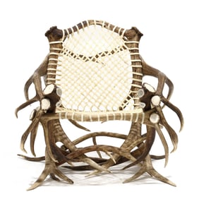 Elk Antler and Rawhide Armchair