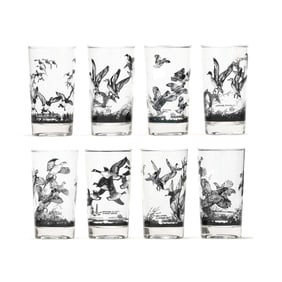 Lynn Bogue Hunt (American, 1878-1960), Eight Game Bird Glasses With Original Box