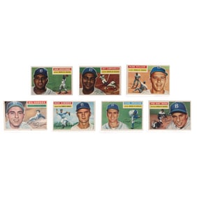 Seven 1956 Brooklyn Dodgers Baseball Cards