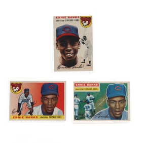 1954, 1955, and 1956 Topps Ernie Banks Baseball Cards