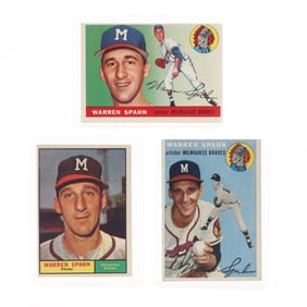 1954, 1955, and 1961 Topps Warren Spahn Baseball Cards