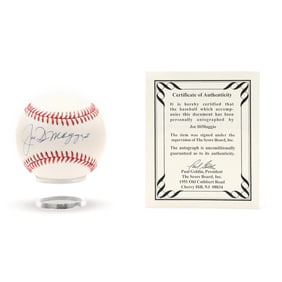 Joe DiMaggio Signed Baseball With Certificate of Authenticity