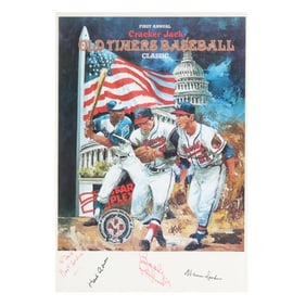 Hank Aaron Signed First Annual Cracker Jacks Old Timers Baseball Classic Poster