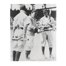 Framed Autograph of Ty Cobb and Photo,  Ty Cobb and Honus Wagner Discussing Batting