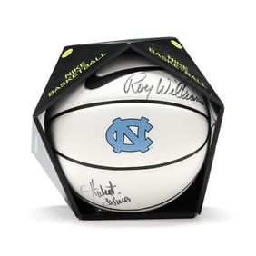 UNC Tarheel Autographed Basketball, Roy Wiliams and Hubert Davis