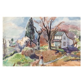 Sarah Blakeslee (American, 1912-2005), House with White Capped Woman