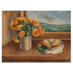 Hobson Pittman (American, 1899-1972), Still Life with Marigolds and Pears