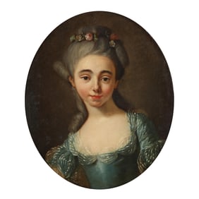 French School (18th Century), Portrait of a Young Woman in a Blue Dress