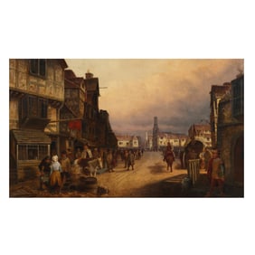 E. V. Hampe (German, 19th Century), Medieval Market Scene