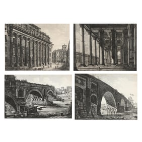 After Luigi Rossini (Italian, 1790-1857), Four Views of Roman Architecture
