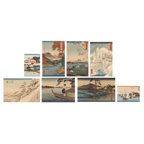 After Utagawa Hiroshige (Japanese, 1797–1858), Eight Works on Paper