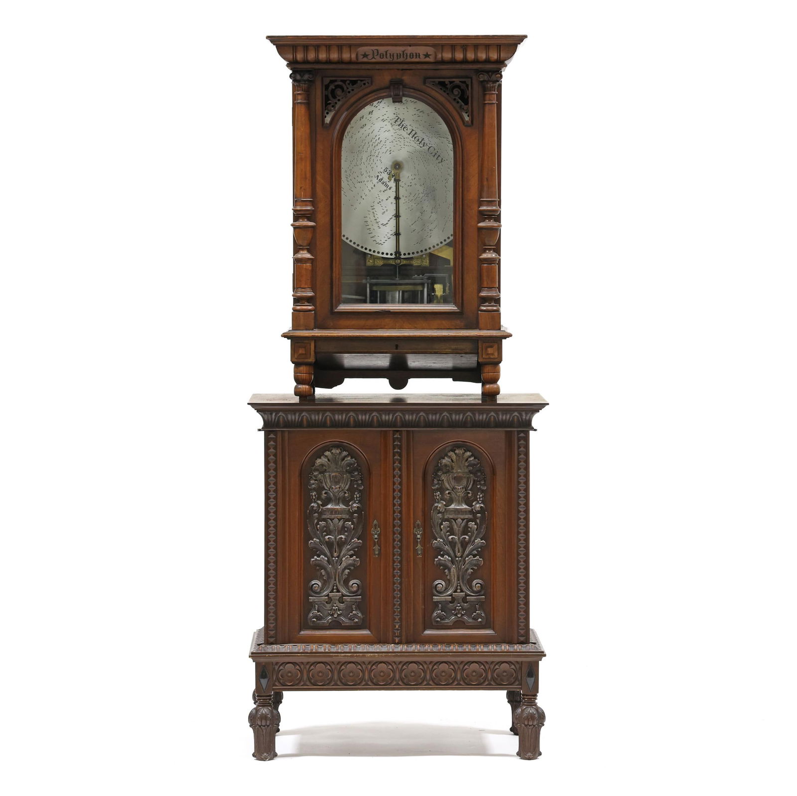 Rare Upright 19 5/8-Inch Polyphon Walnut Music Box by Nicole Frères (1 of 20)