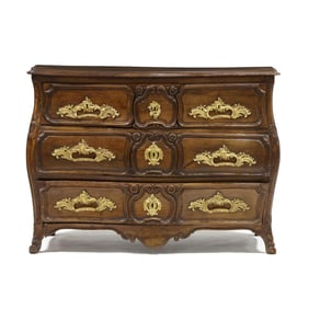 Louis XV Carved Walnut Bombe Commode