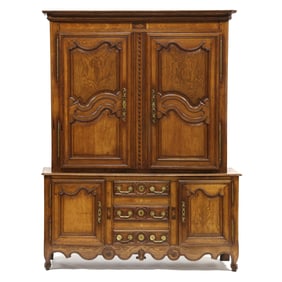 Louis XV Carved and Inlaid Oak Buffet à Deux Dorp