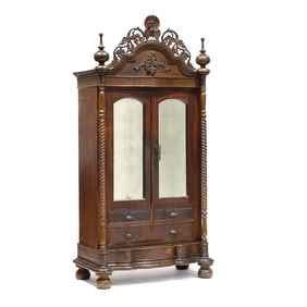 Anglo Indian Carved Teak Armoire