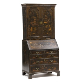 Georgian Chinoiserie Decorated Bureau Bookcase
