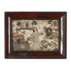 Charles II Silk High-Relief Needlework Picture