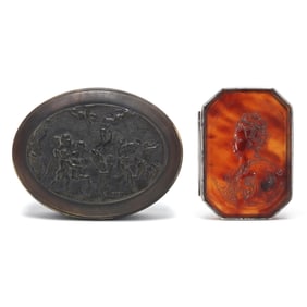 John Obrisset (French/British, active 1705-1728), Two Rare Impressed Snuff Boxes
