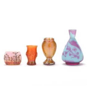 Four Assorted Art Glass Cabinet Vases