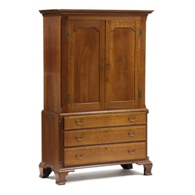 New Jersey Chippendale Cherry Linen Press