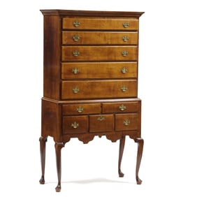 Massachusetts Queen Anne Figured Maple Highboy