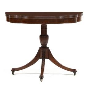 New York Federal Carved Mahogany Trick-Leg Card Table