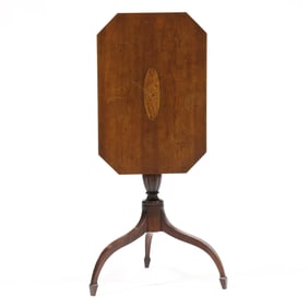 New England Federal Inlaid Cherry Tilt Top Candlestand