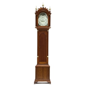 New England Chippendale Cherry Tall Case Clock