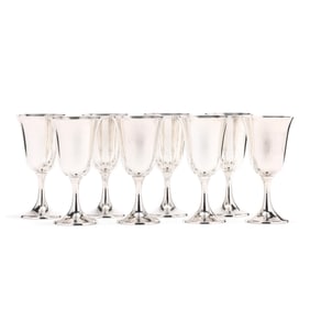 Set of Eight Vintage American Sterling Silver Water Goblets