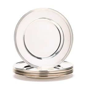 Collection of Seven American Sterling Silver Bread Plates