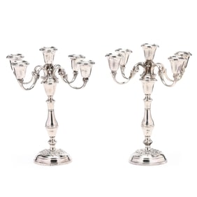 Pair of Gorham Sterling Silver Five Light Candelabra