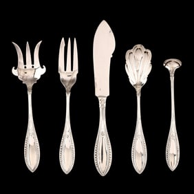 A Five Piece Whiting Indian Sterling Silver Server Set