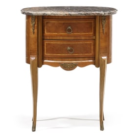 French Empire Style Marble Top Kidney Shaped Stand