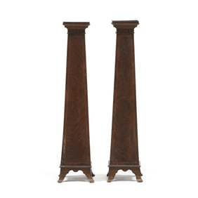 Pair of Edwardian Inlaid Mahogany Pedestals
