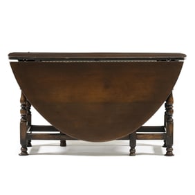 William and Mary Style Walnut Drop Leaf Dining Table