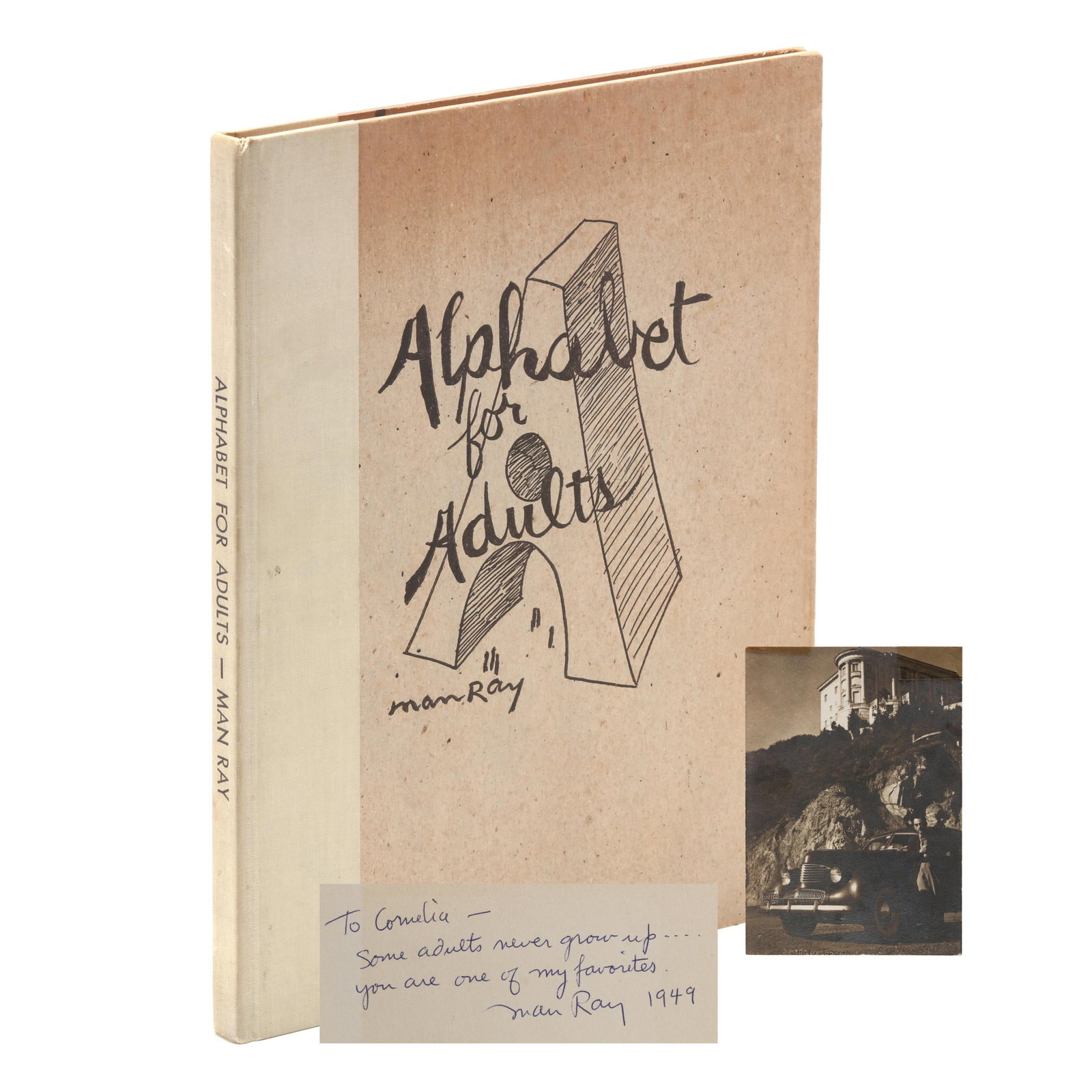 Inscribed Copy of Man Ray's Alphabet for Adults , With Additional Inscribed Photo: Inscribed Copy of Man Ray's Alphabet for Adults, With Additional Inscribed PhotoMan Ray. ALPHABET FOR ADULTS. Beverly Hills: Copley Galleries, 1948. First edition. Limited edition; one of 500 copies p
