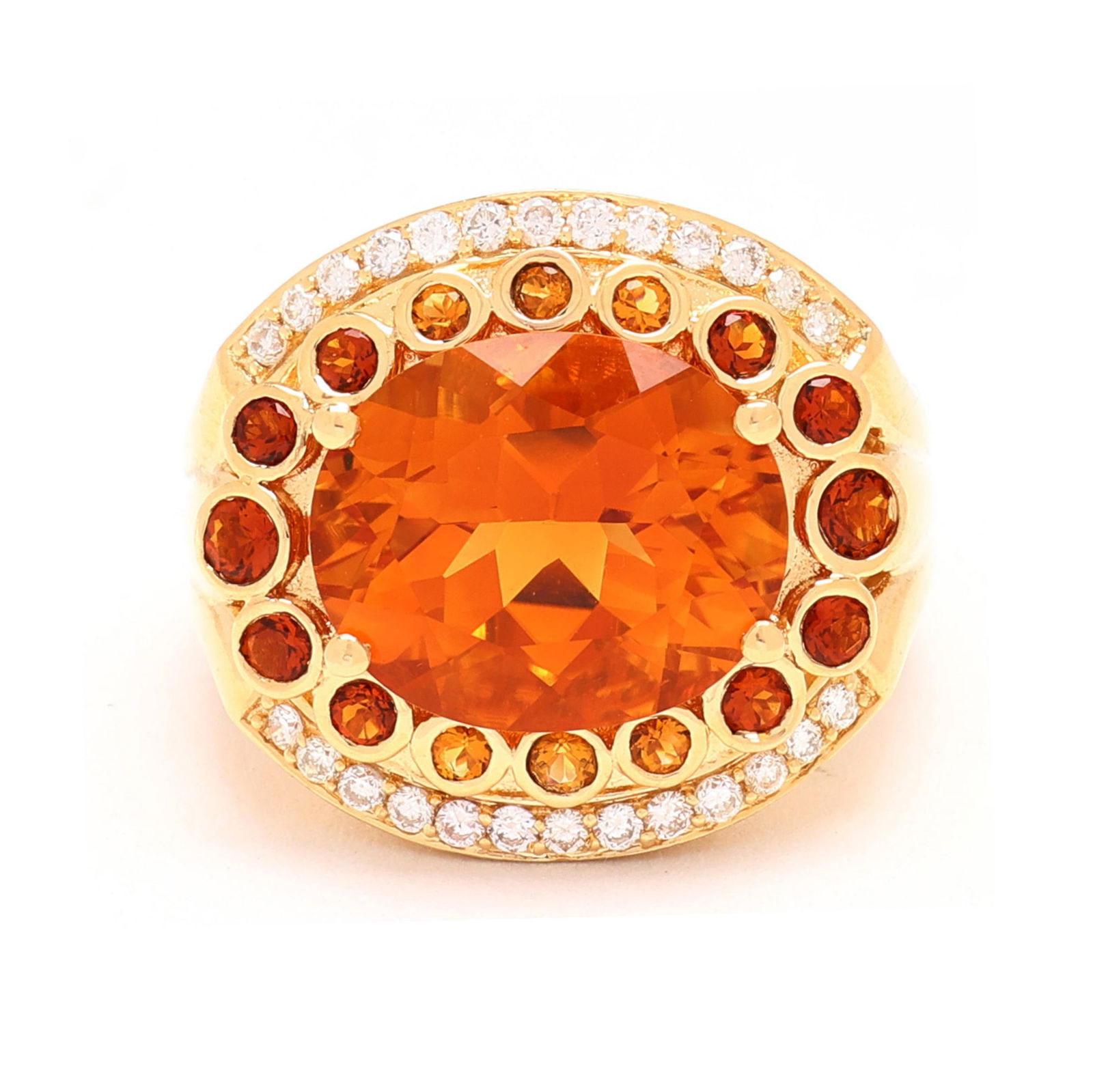Gold, Citrine, and Diamond Ring