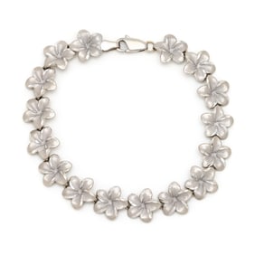 White Gold Floral Link Bracelet