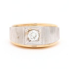 Gent's Bi-Color Gold and Diamond Ring