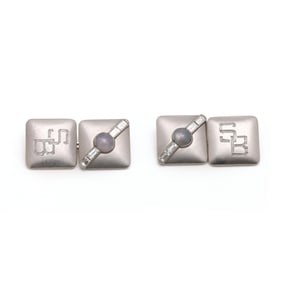 Platinum, Star Sapphire, and Diamond Cufflinks