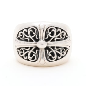 Wide Sterling Silver Cruciform Motif Ring, Chrome Hearts