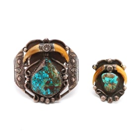 Southwestern Silver Cuff Bracelet and Ring